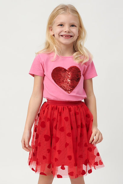 Jupe tulle rouge à motifs cœurs - Cool club