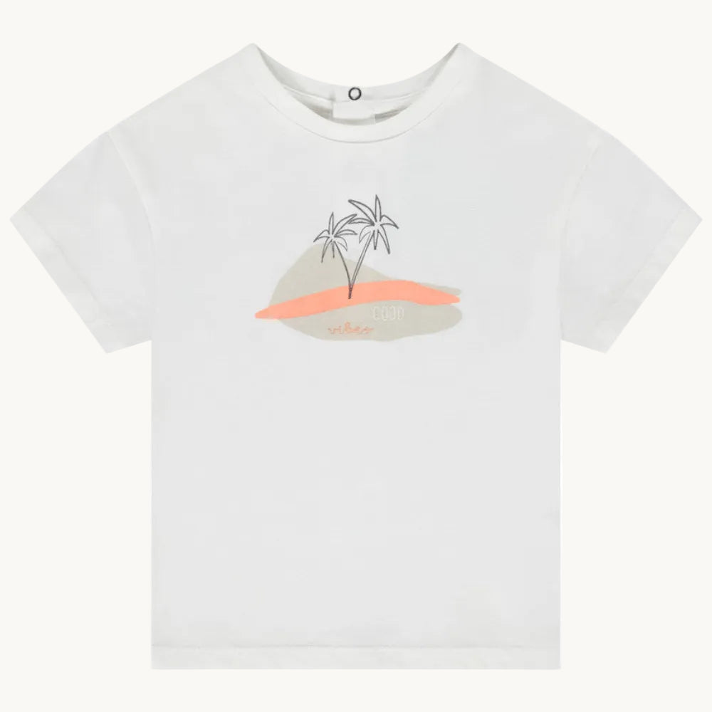 T-shirt Bébé Blanc Motif Palmiers - "Good Vibes"