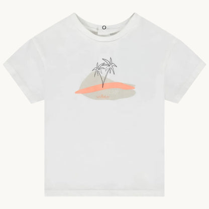 T-shirt Bébé Blanc Motif Palmiers - "Good Vibes"