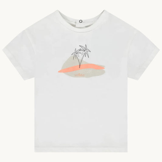 T-shirt Bébé Blanc Motif Palmiers - "Good Vibes"
