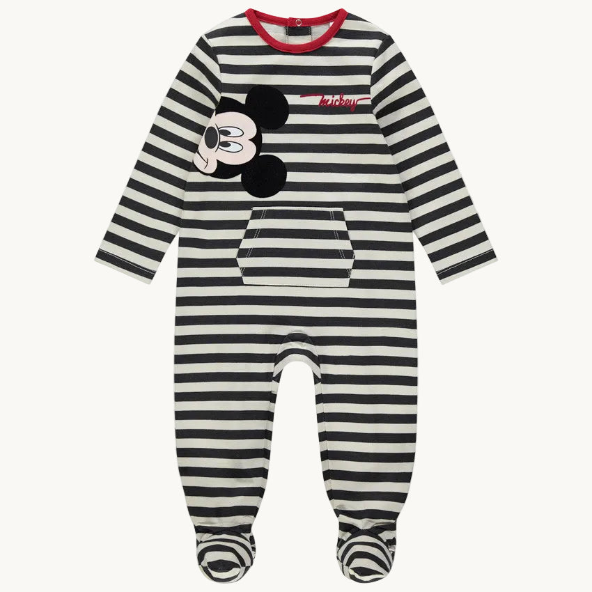 Pyjama Bébé Mickey Mouse Rayé Noir et Blanc