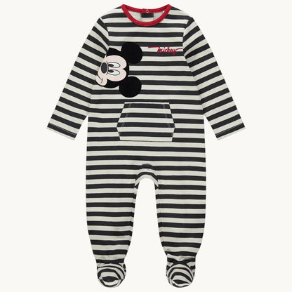 Pyjama Bébé Mickey Mouse Rayé Noir et Blanc