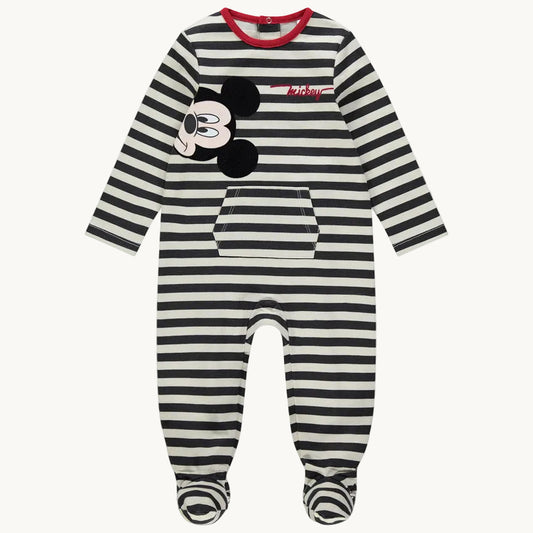Pyjama Bébé Mickey Mouse Rayé Noir et Blanc