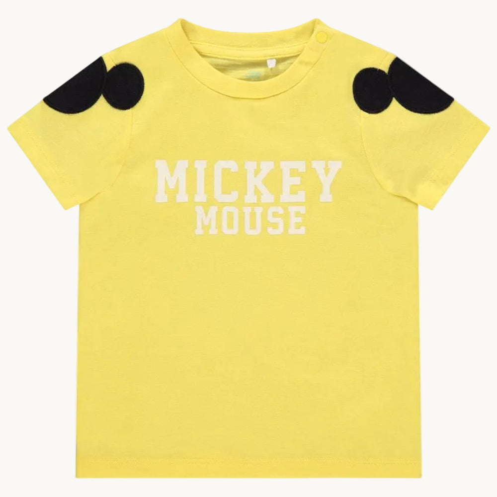 T-shirt Bébé Mickey Mouse Jaune à Oreilles en Relief