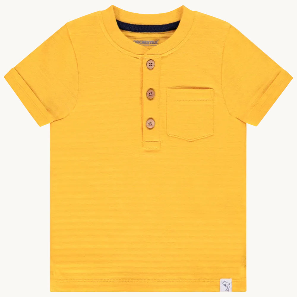 T-shirt Bébé Jaune Moutarde en Maille Flammée