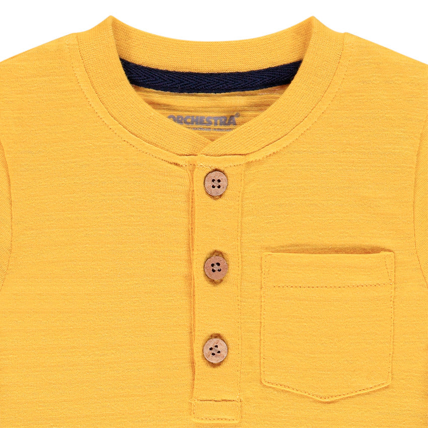 T-shirt Bébé Jaune Moutarde en Maille Flammée