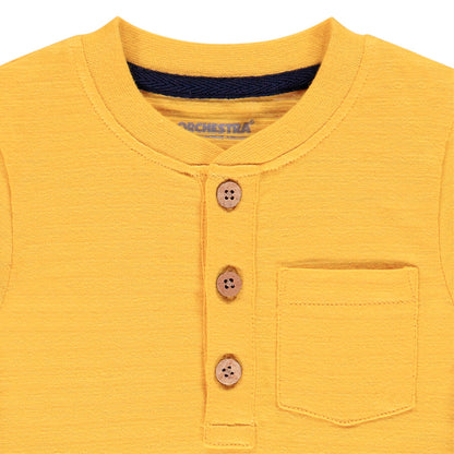 T-shirt Bébé Jaune Moutarde en Maille Flammée