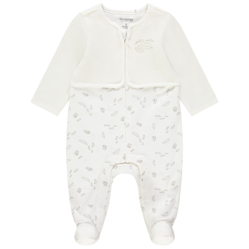 Pyjama Velours Bébé Écru 2-en-1 - "Petit Câlin"