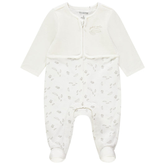 Pyjama Velours Bébé Écru 2-en-1 - "Petit Câlin"