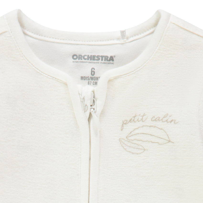 Pyjama Velours Bébé Écru 2-en-1 - "Petit Câlin"