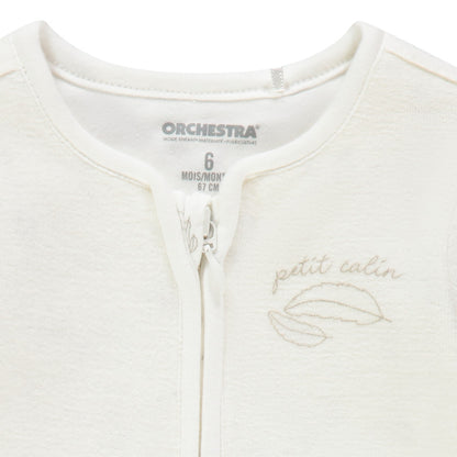 Pyjama Velours Bébé Écru 2-en-1 - "Petit Câlin"