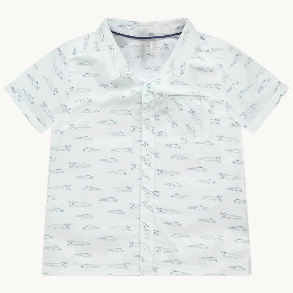 Chemise Manches Courtes Bébé Blanche Imprimé Crocodiles