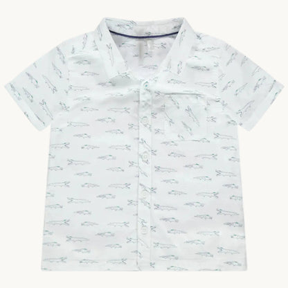 Chemise Manches Courtes Bébé Blanche Imprimé Crocodiles