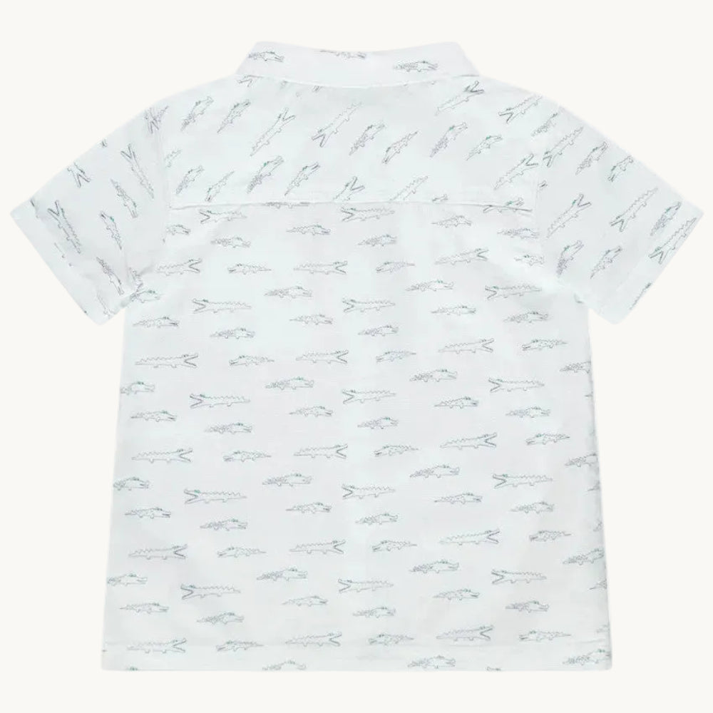 Chemise Manches Courtes Bébé Blanche Imprimé Crocodiles