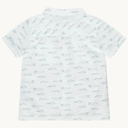 Chemise Manches Courtes Bébé Blanche Imprimé Crocodiles