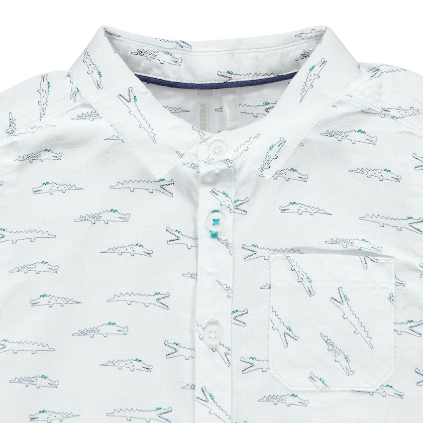Chemise Manches Courtes Bébé Blanche Imprimé Crocodiles
