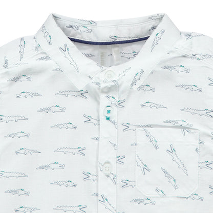 Chemise Manches Courtes Bébé Blanche Imprimé Crocodiles