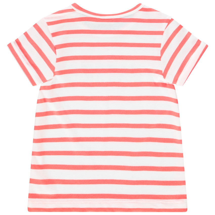 T-shirt Bébé Rayé Corail et Blanc - "Ma Tribu"