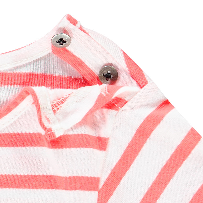 T-shirt Bébé Rayé Corail et Blanc - "Ma Tribu"