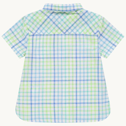 Chemise Manches Courtes Bébé à Carreaux Vert Menthe et Bleu