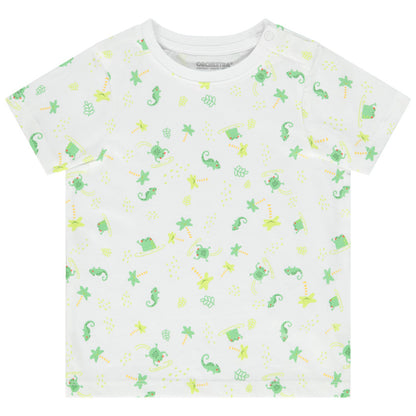 T-shirt Bébé Blanc à Imprimé Grenouilles et Caméléons