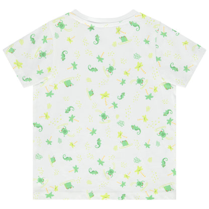 T-shirt Bébé Blanc à Imprimé Grenouilles et Caméléons