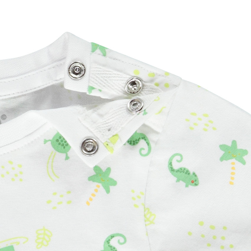T-shirt Bébé Blanc à Imprimé Grenouilles et Caméléons