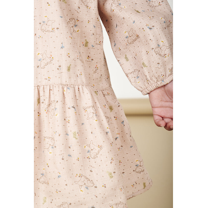 Robe à manches longues Bébé Fille rose poudré - Imprimé faon et forêt