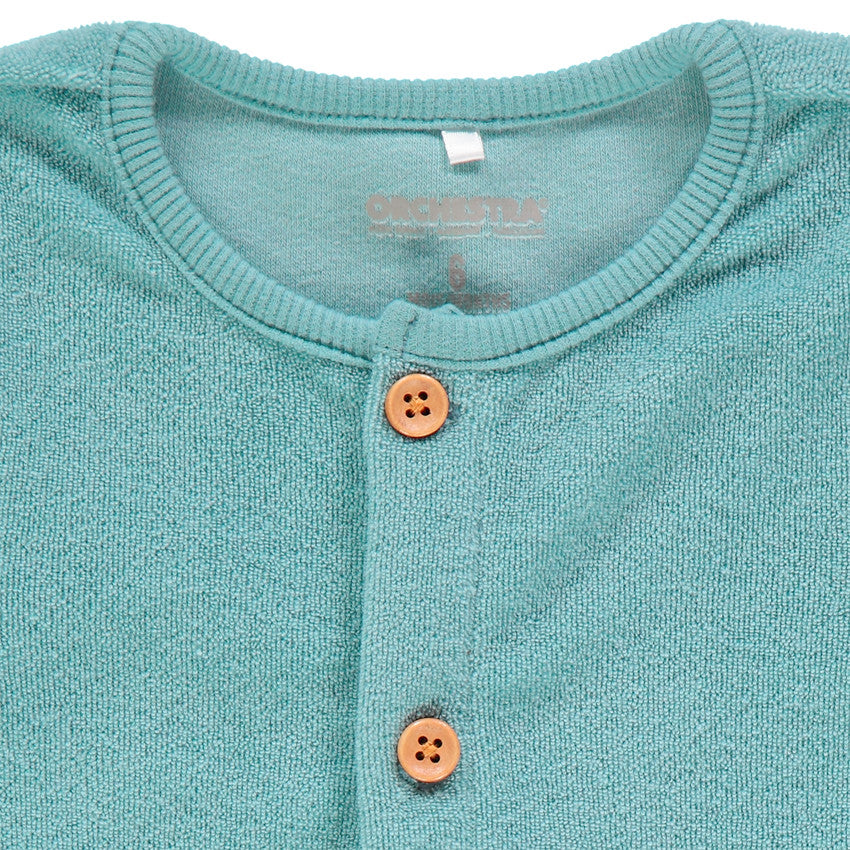 Ensemble 2 pièces Bébé Garçon - T-shirt col Claudine Ours & Cardigan en éponge bleu vert