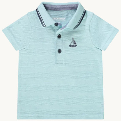 Polo Bébé Bleu Turquoise Clair Motif Voilier
