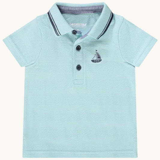 Polo Bébé Bleu Turquoise Clair Motif Voilier