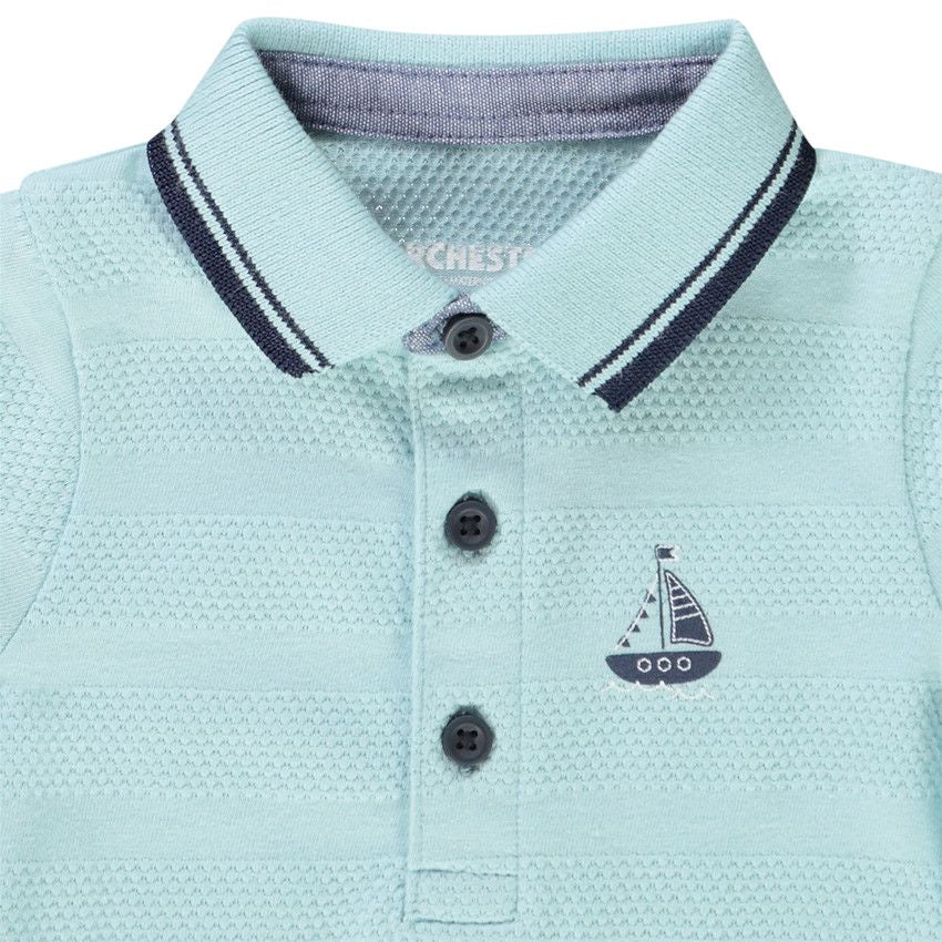 Polo Bébé Bleu Turquoise Clair Motif Voilier