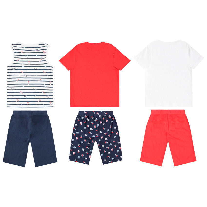 Lot de 3 pyjamas courts garçon style marin et surf