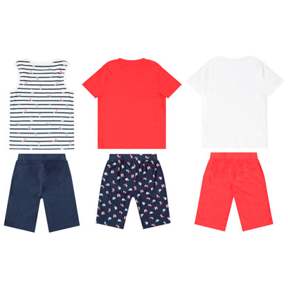 Lot de 3 pyjamas courts garçon style marin et surf