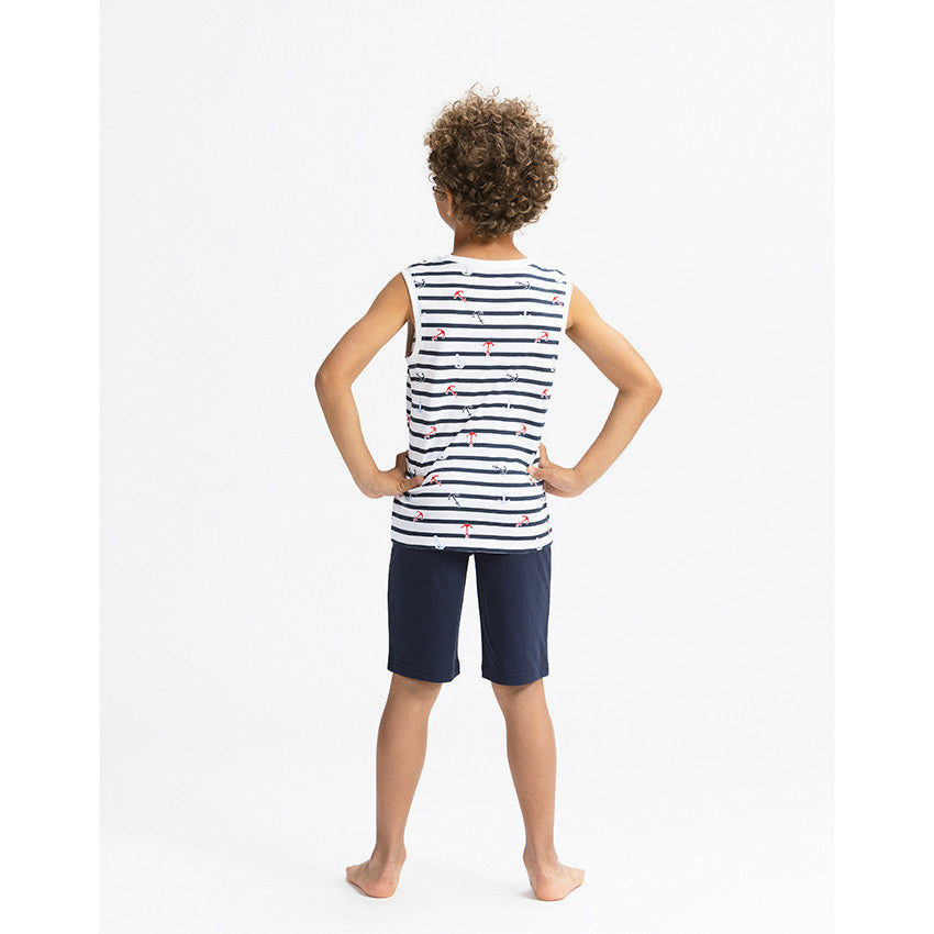 Lot de 3 pyjamas courts garçon style marin et surf