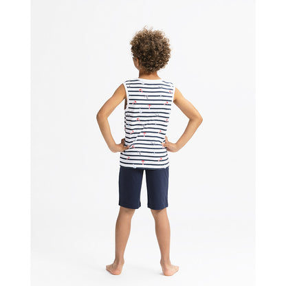 Lot de 3 pyjamas courts garçon style marin et surf