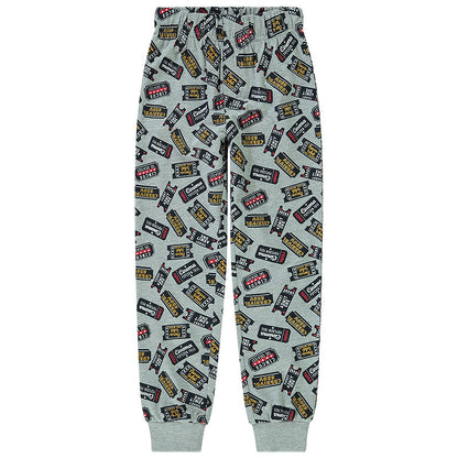 Pyjama long rouge et gris imprimé tickets garçon