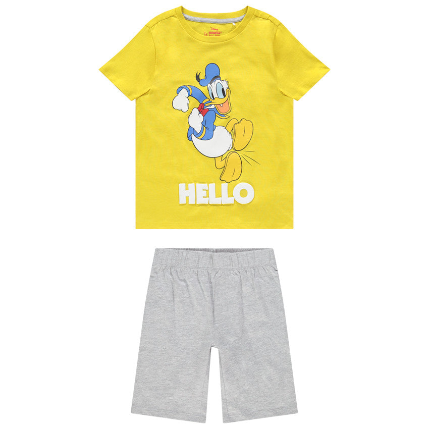 Pyjama court jaune et short gris garçon Donald Duck Disney