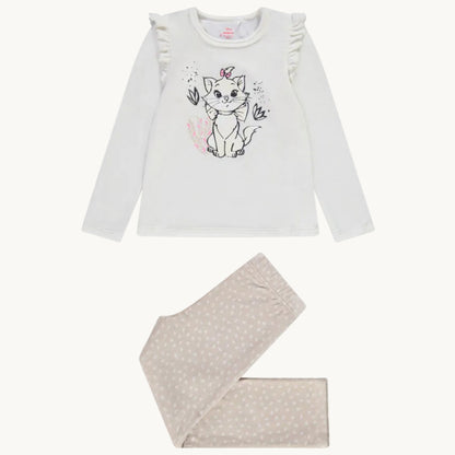 Ensemble 2 pièces en Velours Bébé Fille - T-shirt Marie Les Aristocats à volants & Legging imprimé