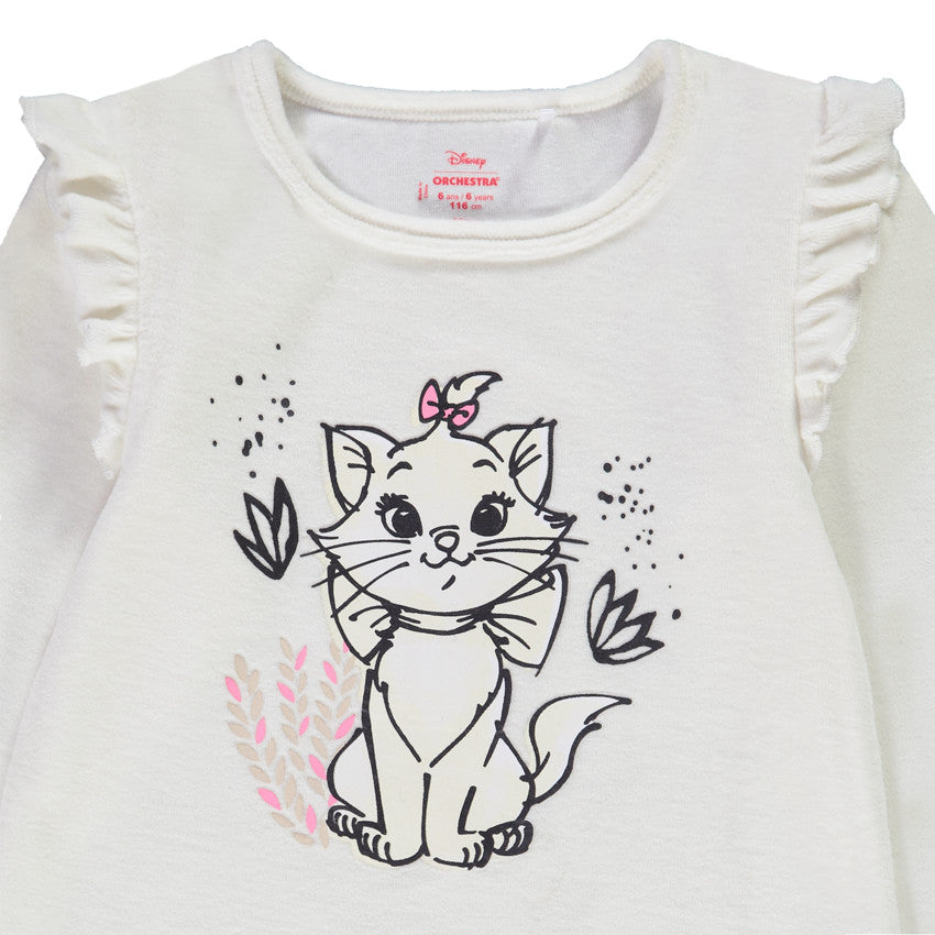 Ensemble 2 pièces en Velours Bébé Fille - T-shirt Marie Les Aristocats à volants & Legging imprimé