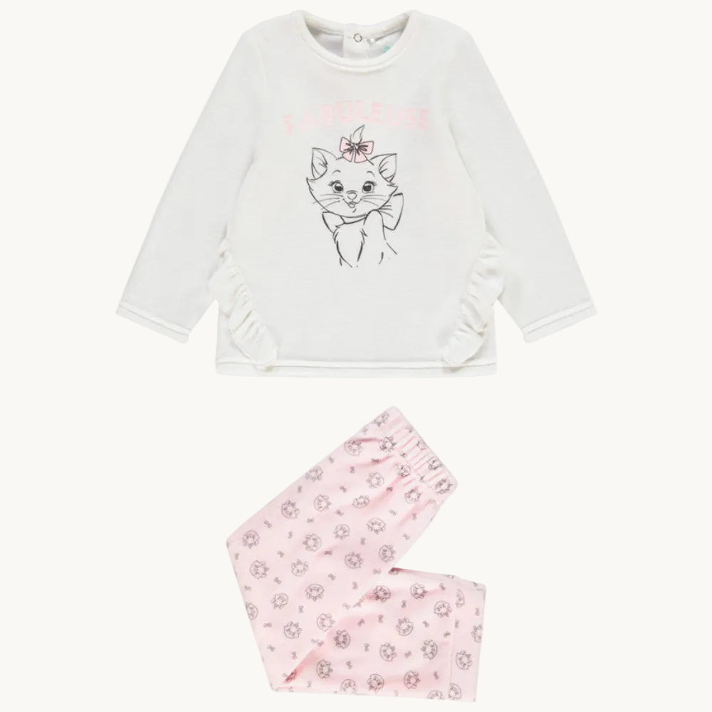 Ensemble 2 pièces Bébé Fille - Sweat Marie Les Aristocats à volants & Pantalon imprimé rose
