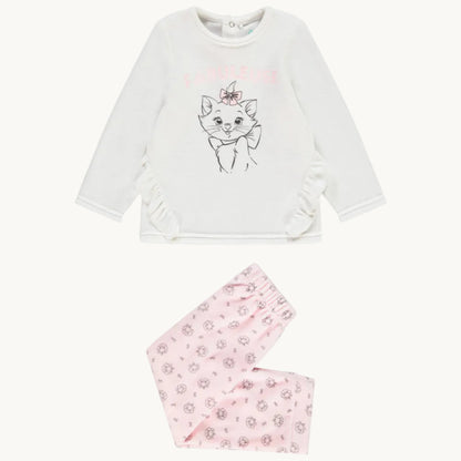 Ensemble 2 pièces Bébé Fille - Sweat Marie Les Aristocats à volants & Pantalon imprimé rose
