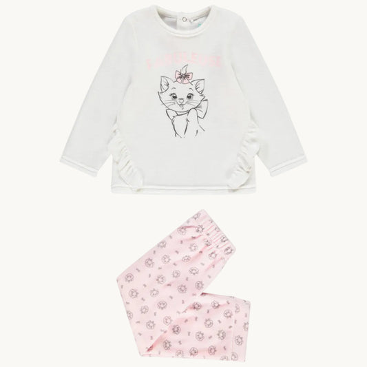 Ensemble 2 pièces Bébé Fille - Sweat Marie Les Aristocats à volants & Pantalon imprimé rose