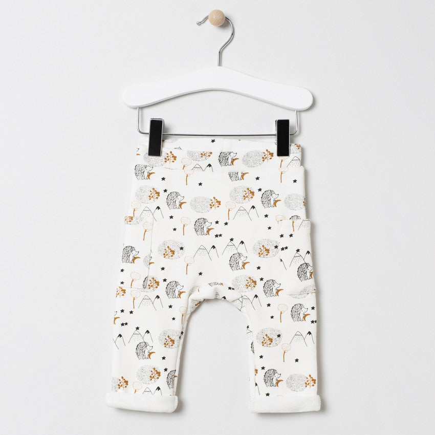 Ensemble 2 pièces Bébé Garçon - Sweat marron hérisson & Pantalon imprimé nature