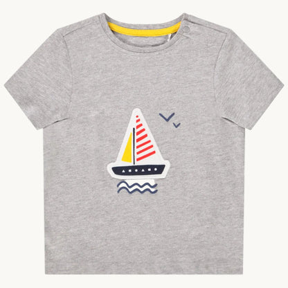 T-shirt Bébé Gris Chiné Motif Bateau à Voile