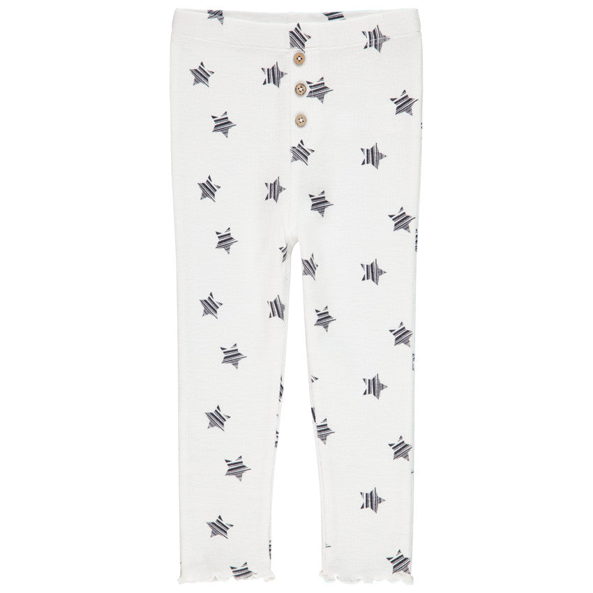 Legging écru en maille côtelée à imprimé étoiles – Orchestra
