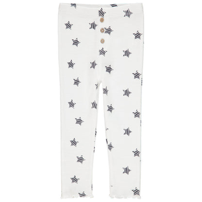 Legging écru en maille côtelée à imprimé étoiles – Orchestra