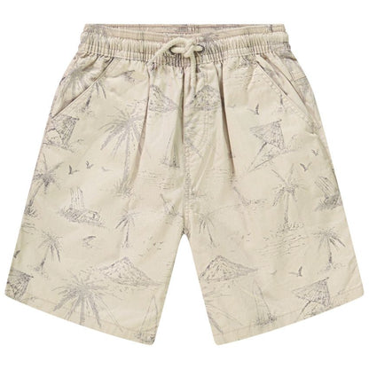 Bermuda en coton beige à imprimé plage et palmiers – Orchestra