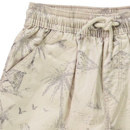 Bermuda en coton beige à imprimé plage et palmiers – Orchestra