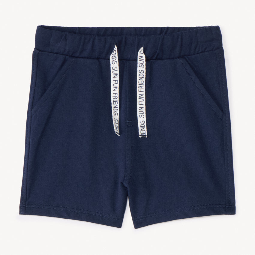 Short en molleton bleu marine avec cordon à message – Orchestra